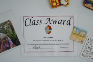 Day 415: Ella was awarded the Class Award this week and received a certificate and trophy for her literacy work