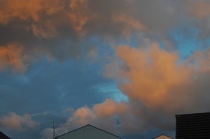 Day 537: I happened to gance out of the window and saw this pretty sunset. Grabbed my camera, took a couple of shots, and then in a blink of an eye it was gone, replaced with yet more rain clouds. Nature is amazing.