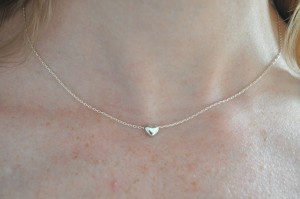 Day 126: Wearing my new necklace (bought as a present to myself) - a tiny heart to remind me that love is the most important thing of all