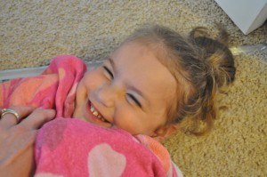 Day 211: My youngest is so ticklish that just getting her dry after a bath ends up in a full on giggle-fest :)