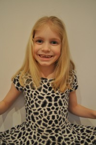 Day 325: Mimi being super-excited to be going to an after-school birthday party (without me staying with her)