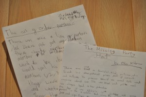 Day 454: Ella and Mimi have written a short story each for a competition they are entering: 'The Missing Party Hat' by Ella and 'The Out Of Order Numbers' by Mimi. Keeping our fingers crossed!