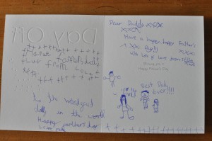 Day 473: Father's Day. A tough day for me as it's the first one without Dad, but seeing the little messages each of the girls wrote in their Daddy's card made it easier