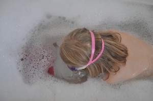 Day 489: Eery bath-time she practices her breathing for swimming. She's making loads of improvement and I can see her gaining in confidence day by day