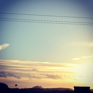 Day 318: A spontaneous visit to Amertin Farm with my girls whilst their Daddy was at work led to us watching this beautiful sunset on the drive home